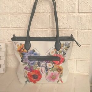 Brighton Original Tote Bag with Butterfly Floral Desgn